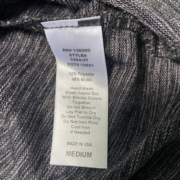 Project Social T Urban Outfitters Striped V Neck Long Sleeve Tee Shirt Black Med - Picture 7 of 7